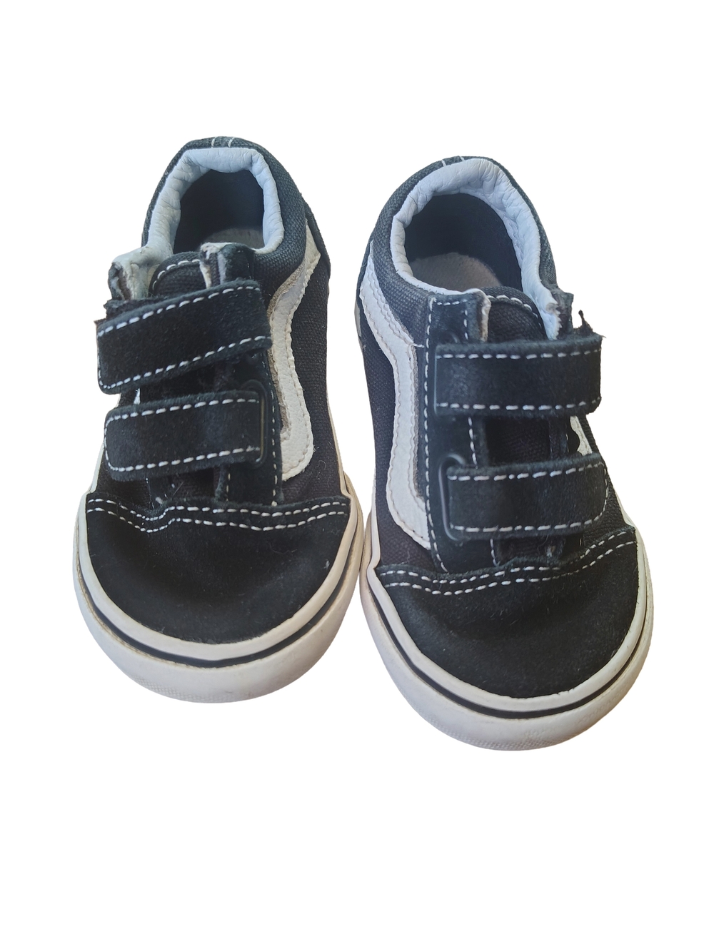 Vans Girls Black and White Velcro Sneakers Size 5